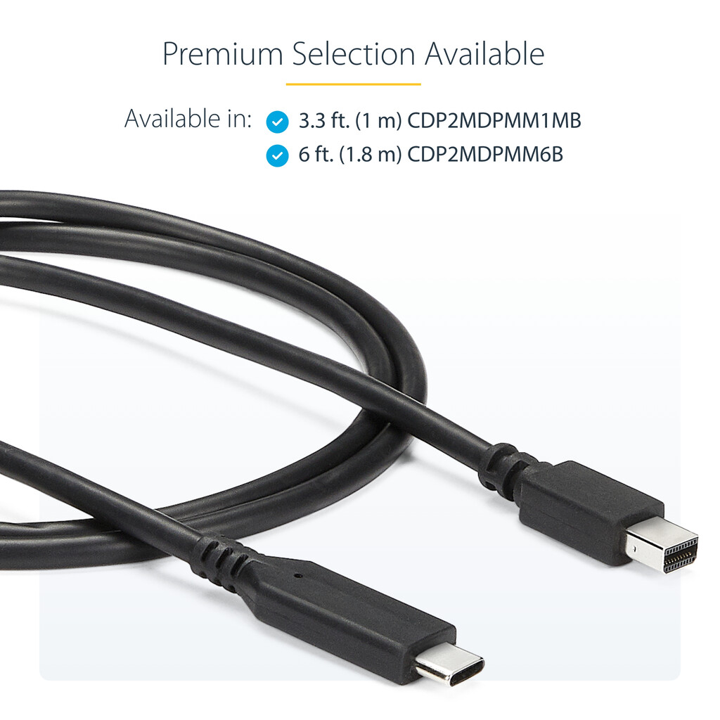 StarTech.com 3.3 ft (1m) USB-C to Mini DisplayPort Cable - 4K 60Hz - Black - Image 10