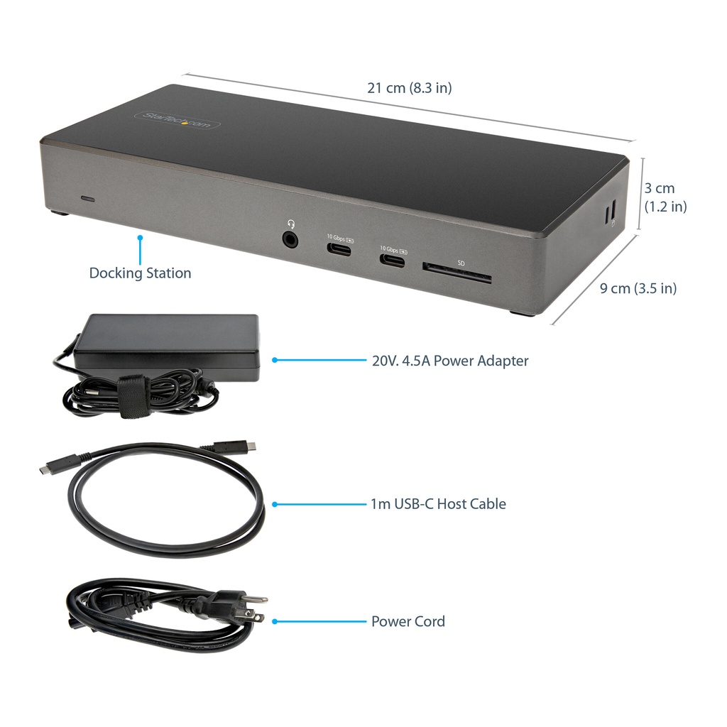 StarTech.com USB C Dock - Triple 4K Monitor USB Type-C Docking Station - 100W Power Delivery - DP 1.4 Alt Mode & DSC, 2x Displa - Image 13