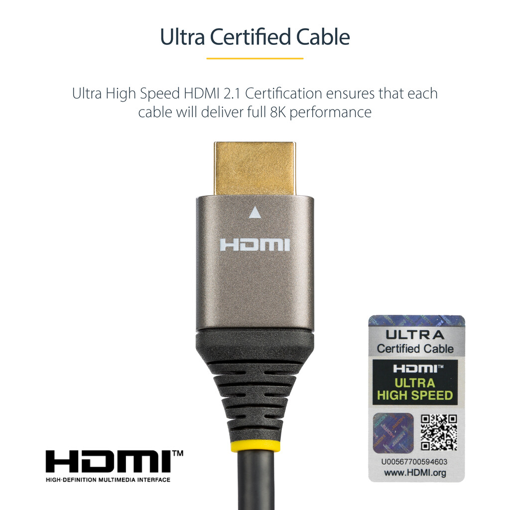 StarTech.com 10ft (3m) HDMI 2.1 Cable 8K - Certified Ultra High Speed HDMI Cable 48Gbps - 8K 60Hz/4K 120Hz HDR10+ eARC - Ultra H - Image 10