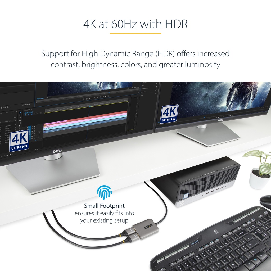 StarTech.com DP to Dual HDMI MST HUB - Dual HDMI 4K 60Hz - DisplayPort Multi Monitor Adapter with 1ft / 30cm cable - DP 1.4 Mul - Image 9