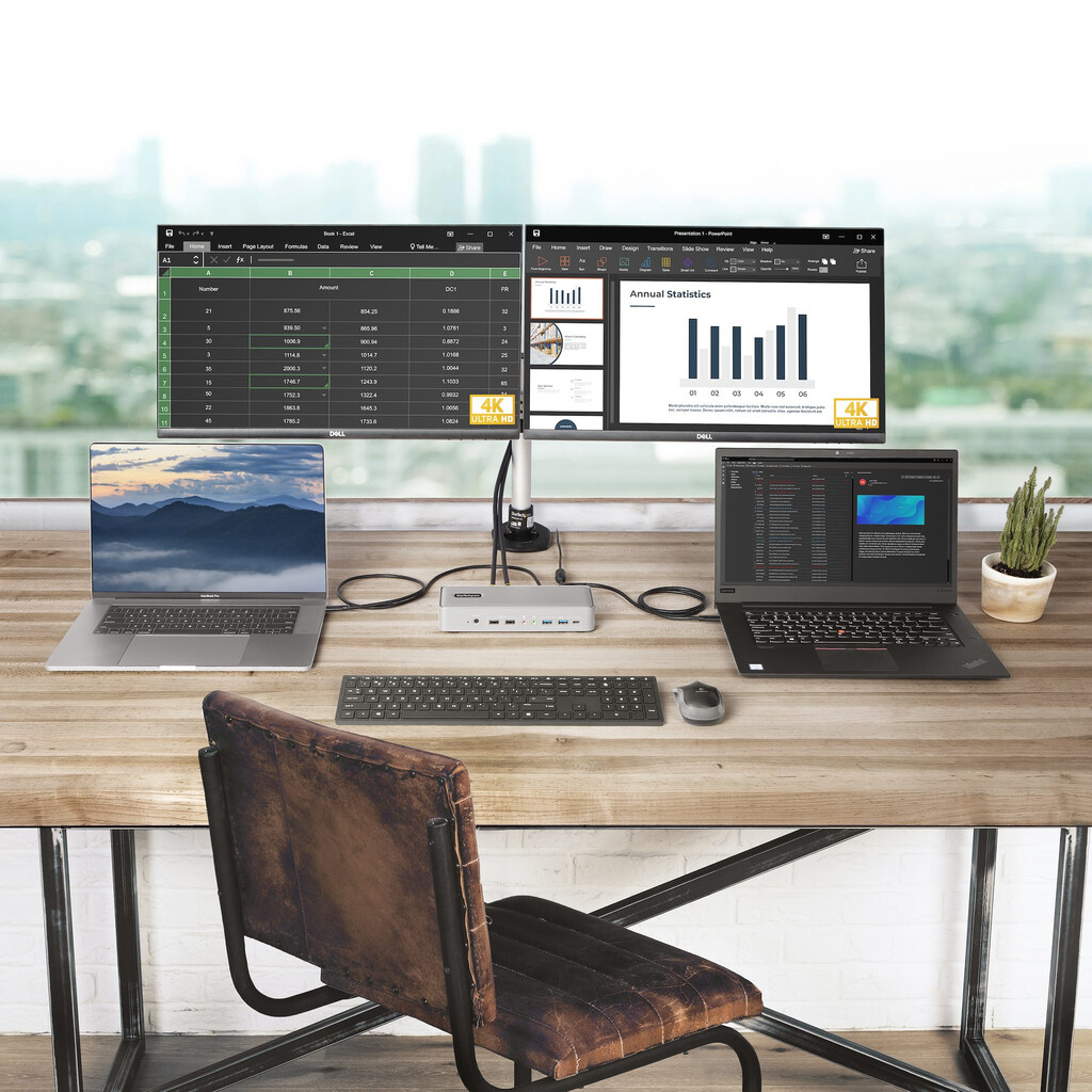 StarTech.com Dual-Laptop USB-C KVM Docking Station, Dual Monitor 4K 60Hz DisplayPort Dock, 5-Port USB Hub, GbE, 90W/45W Power D - Image 8