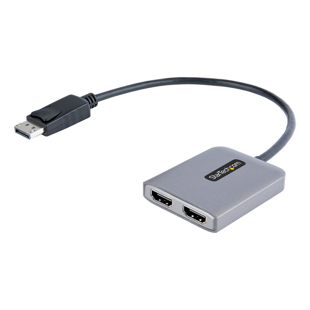 StarTech.com DP to Dual HDMI MST HUB - Dual HDMI 4K 60Hz - DisplayPort Multi Monitor Adapter with 1ft / 30cm cable - DP 1.4 Mul