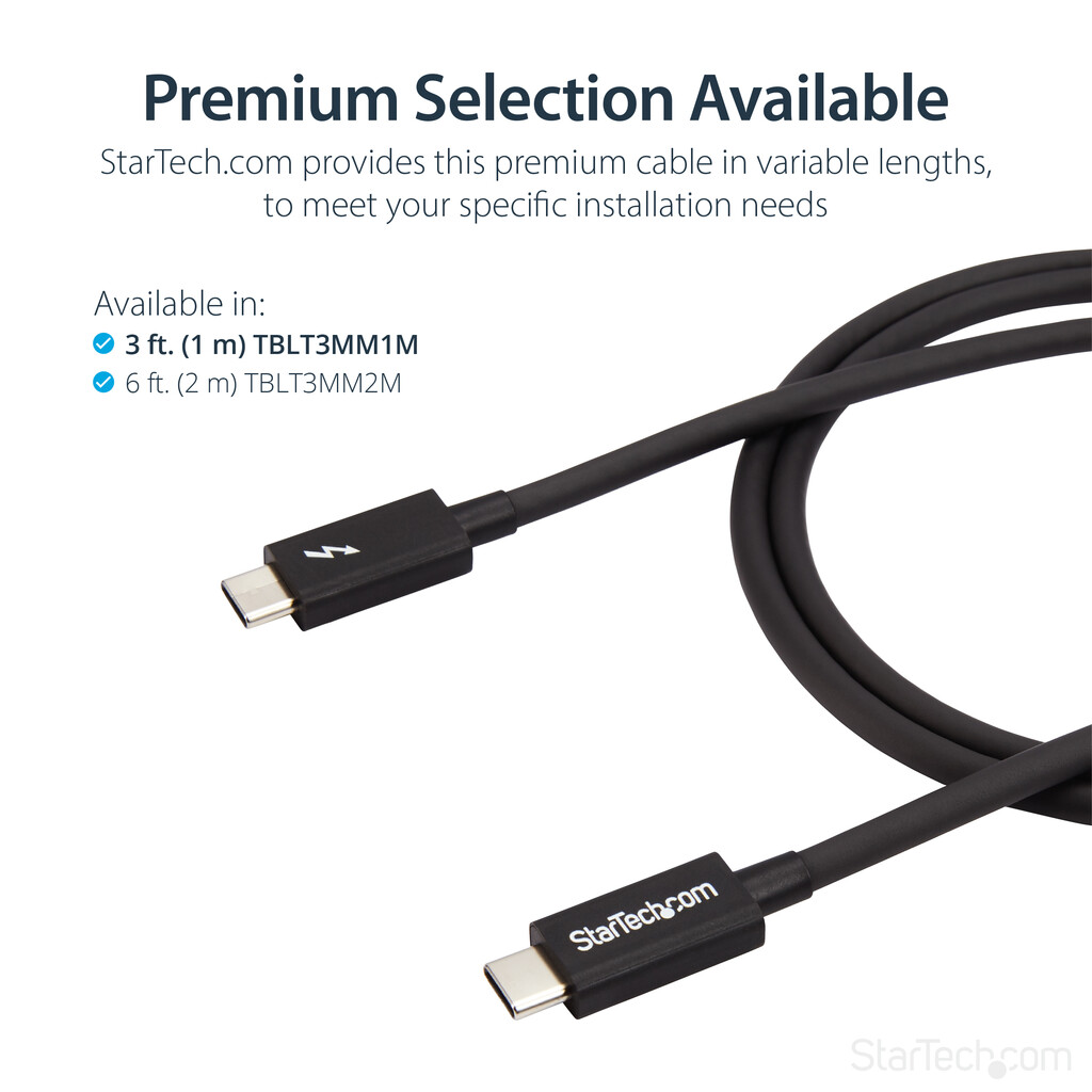 StarTech.com 3.3ft (1m) Thunderbolt 3 Cable, 20Gbps, 100W PD, 4K, Thunderbolt Certified, Compatible with Thunderbolt 4/USB 3.2/ - Image 4