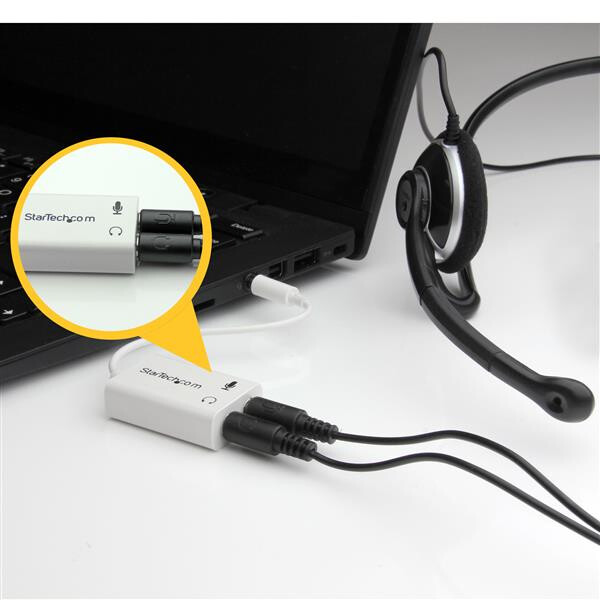 StarTech.com White headset adapter for headsets with separate headphone / microphone plugs - 3.5mm 4 position to 2x 3 position - Image 5