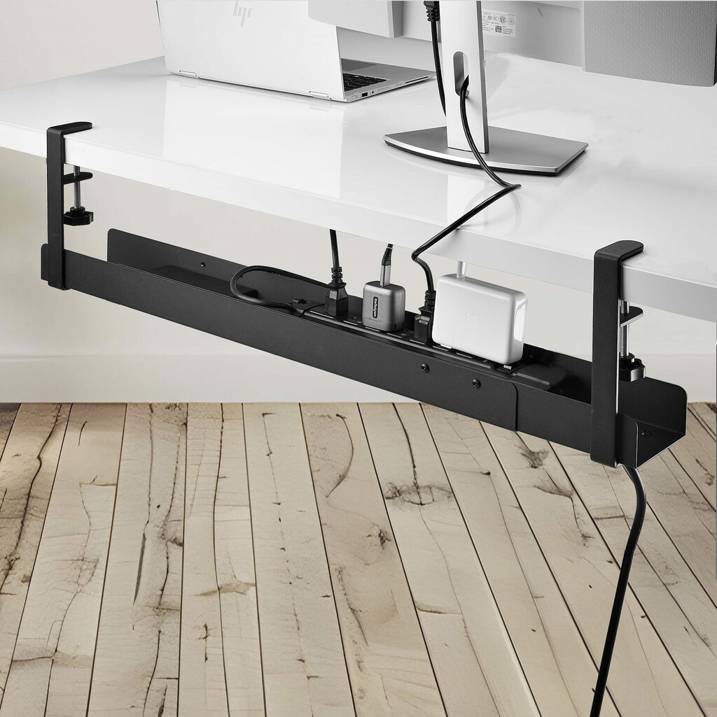 StarTech.com Under Desk Cable Management Tray, Length Adjustable Cable Organizer, Clamp-On Installation, No Drilling Required, - Image 7