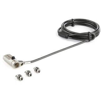 StarTech.com 6.5' (2m) 3-in-1 Universal Laptop Cable Lock - 4-Digit Combination Laptop/Desktop Security Cable Lock Compatible w/