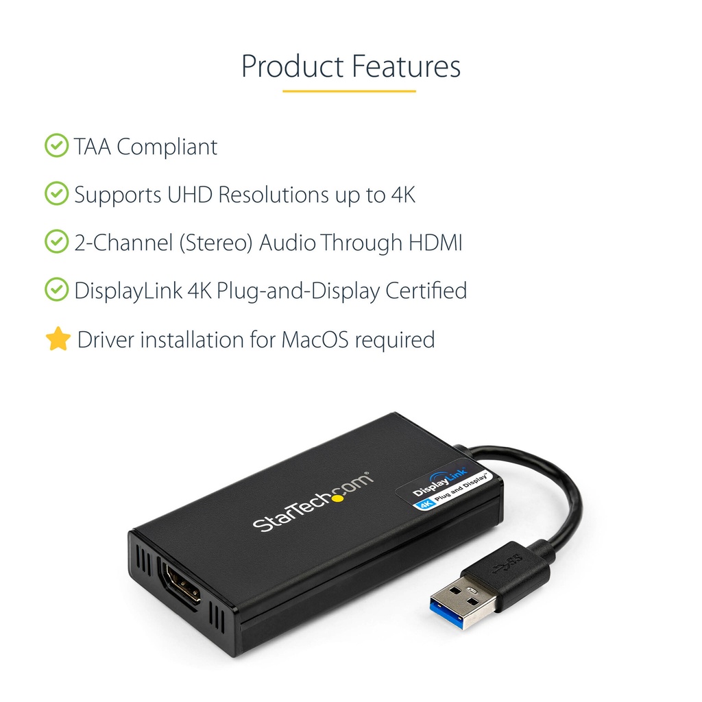 StarTech.com USB 3.0 to HDMI Adapter - 4K 30Hz Ultra HD - DisplayLink Certified - USB Type-A to HDMI Display Adapter Converter - Image 9