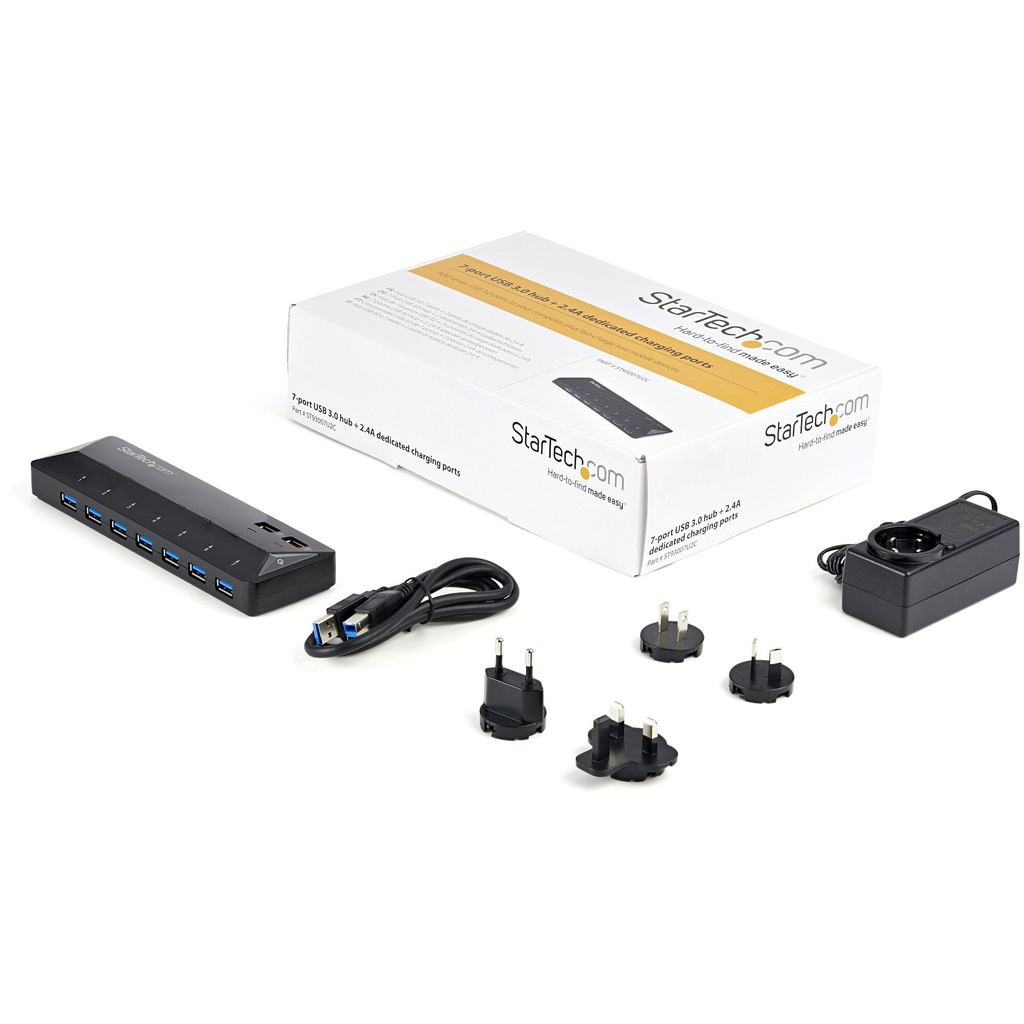 StarTech.com 7-Port USB 3.0 Hub (5Gbps) plus Dedicated Charging Ports - 2 x 2.4A Ports - Image 5
