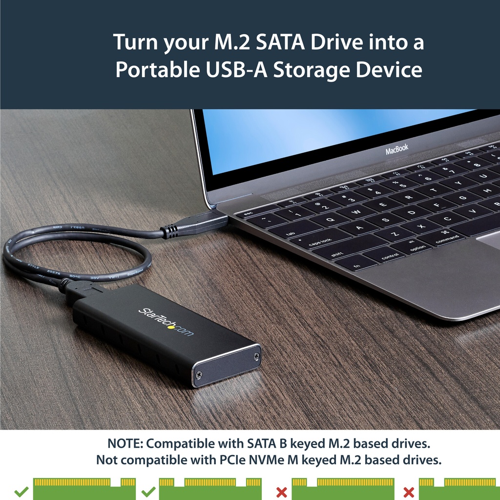 StarTech.com M.2 SSD Enclosure for M.2 SATA SSDs - USB 3.1 (10Gbps) with USB-C Cable - TAA - Image 6