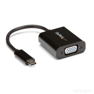 StarTech.com USB-C to VGA Adapter - Black - 1080p - Video Converter For Your MacBook Pro - USB C to VGA Display Dongle - Upgrad