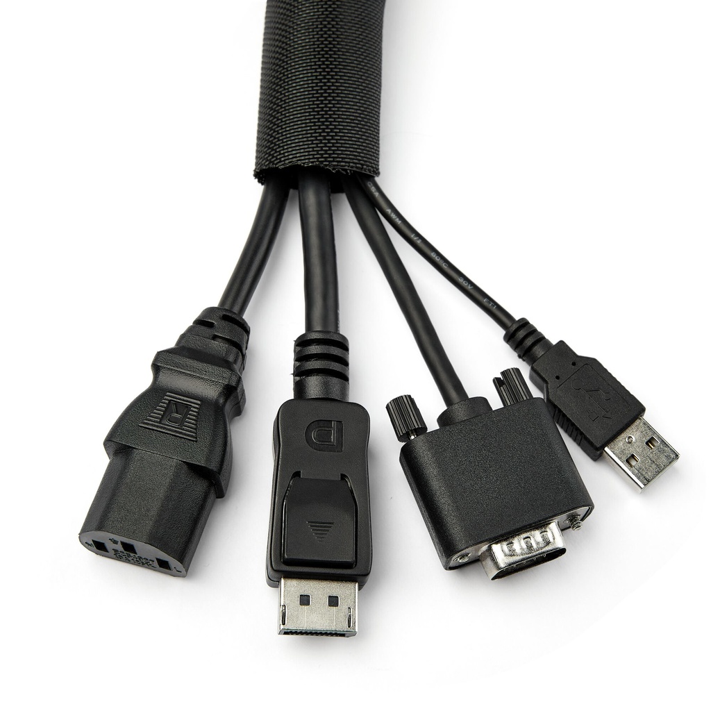 StarTech.com 15' (4.6m) Cable Management Sleeve - Flexible Coiled Cable Wrap - 1.0-1.5" dia. Expandable Sleeve - Polyester Cord - Image 2