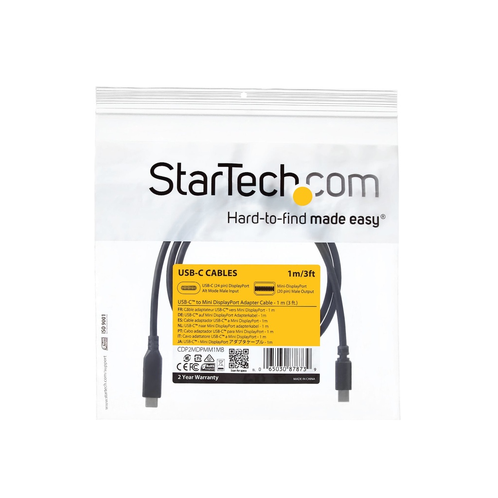 StarTech.com 3.3 ft (1m) USB-C to Mini DisplayPort Cable - 4K 60Hz - Black - Image 6