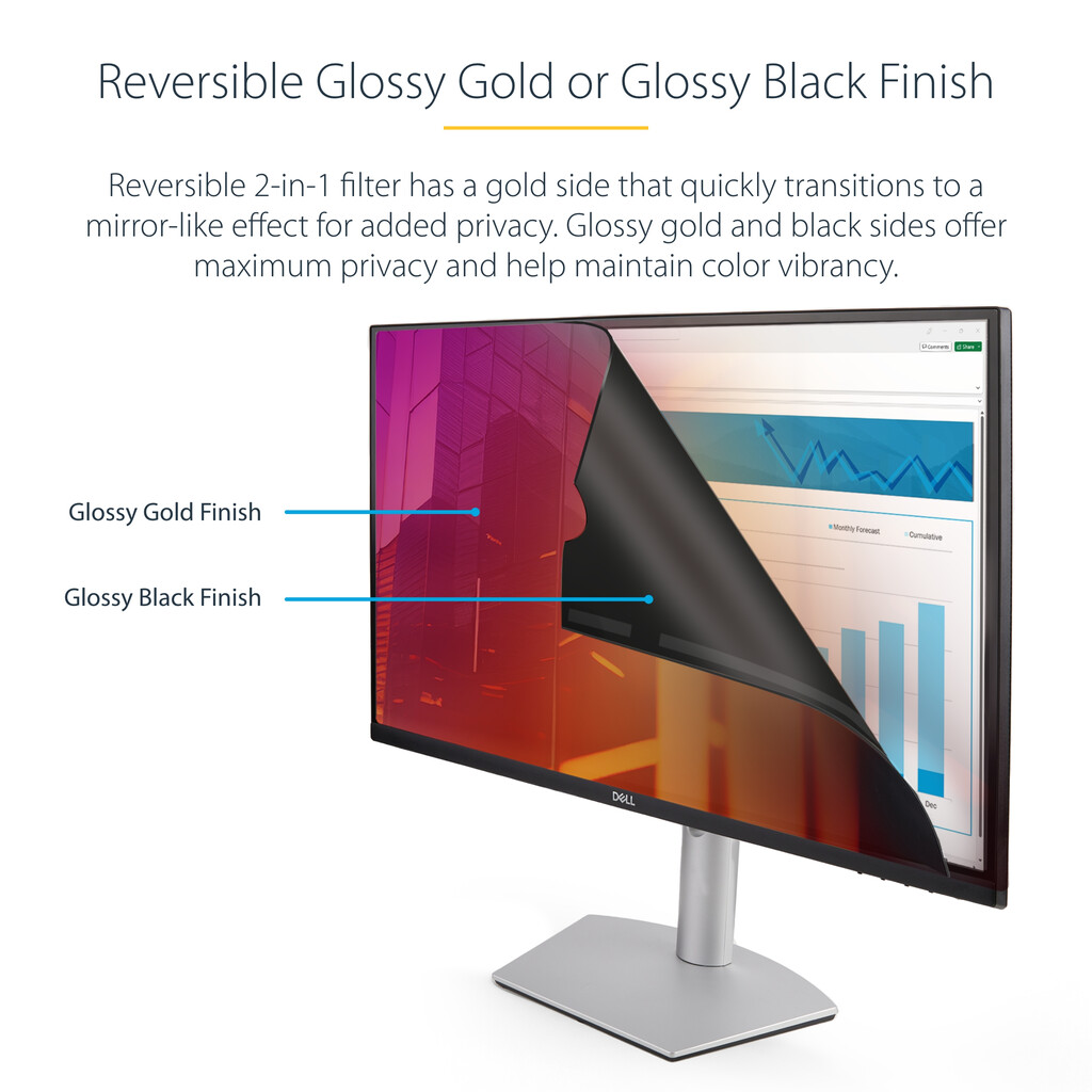 StarTech.com 27-inch 16:9 Gold Monitor Privacy Screen, Reversible Filter w/Enhanced Privacy, Glossy Computer Security Filter, Re - Image 9