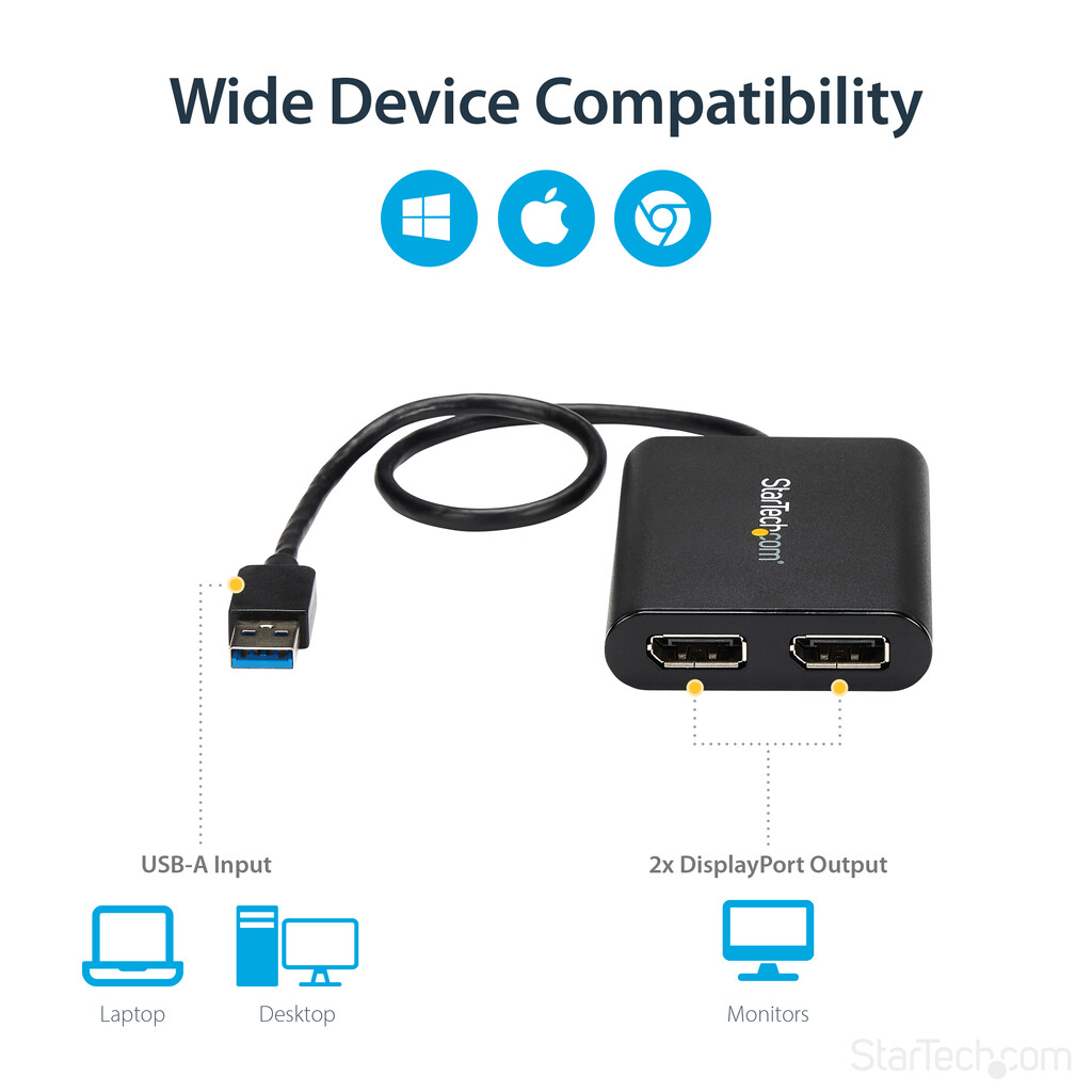 StarTech.com USB 3.0 to Dual DisplayPort Adapter - 4K 60Hz - Image 11