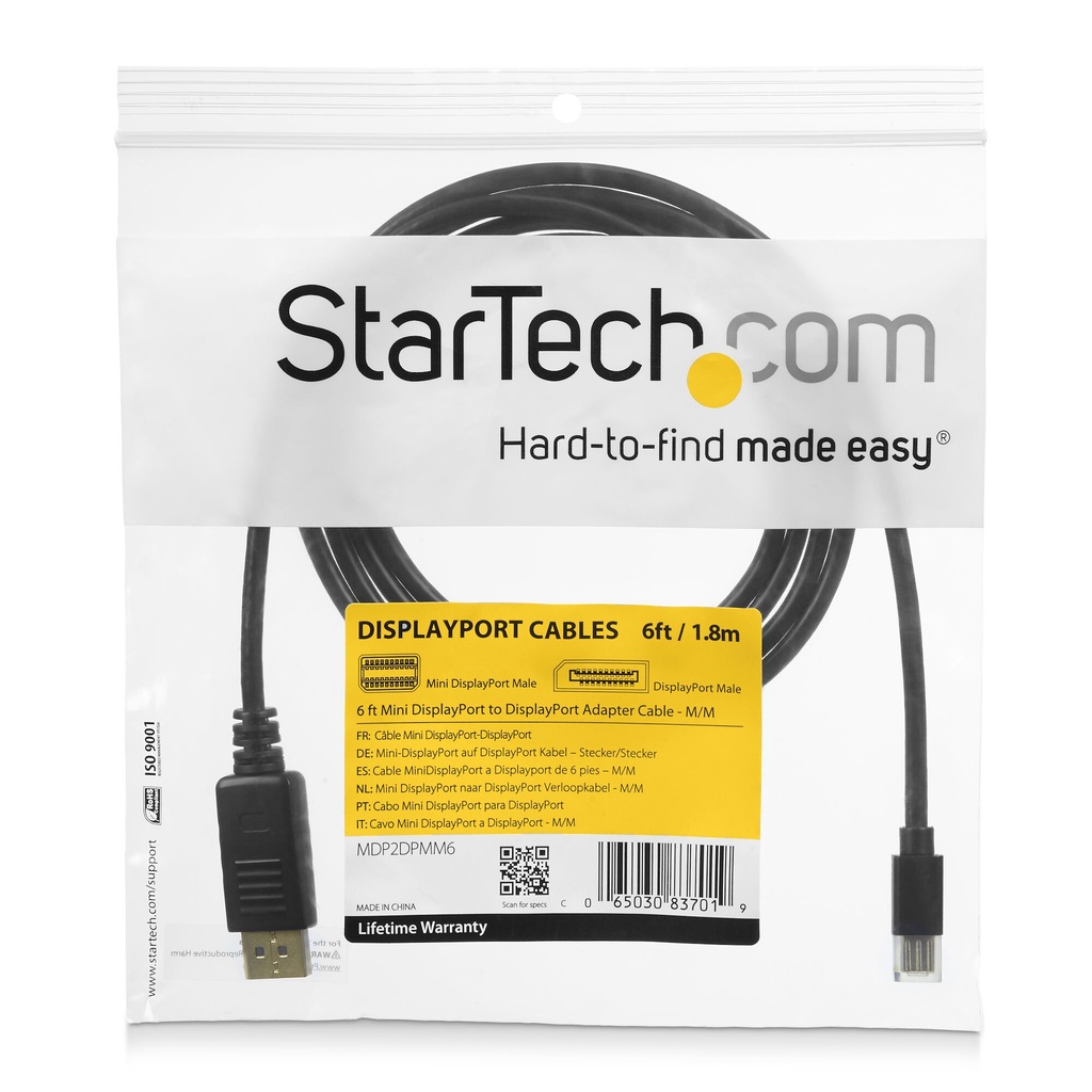 StarTech.com 3ft (91cm) Mini DisplayPort to DisplayPort 1.2 Cable - 4K x 2K UHD Mini DisplayPort to DisplayPort Adapter Cable - - Image 3