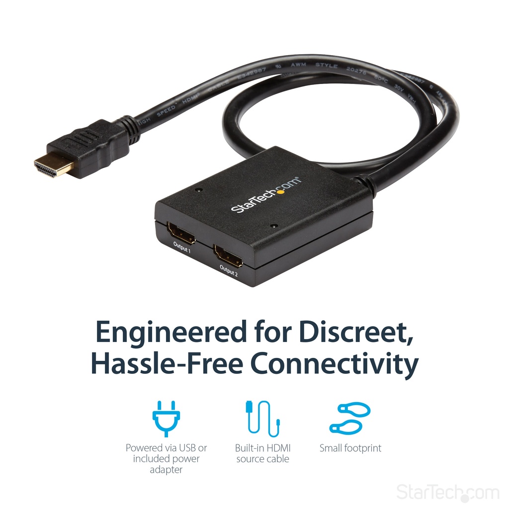 StarTech.com 4K HDMI 2-Port Video Splitter – 1x2 HDMI Splitter – Powered by USB or Power Adapter – 4K 30Hz - Image 10