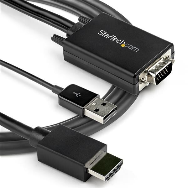 StarTech.com 2m VGA to HDMI Converter Cable with USB Audio Support & Power - Analog to Digital Video Adapter Cable to connect a - Image 7