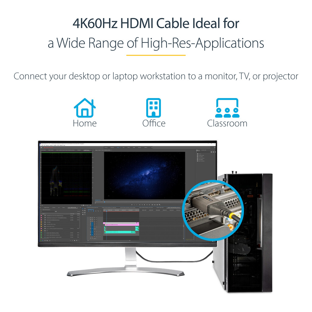 StarTech.com 3ft (1m) Premium Certified HDMI 2.0 Cable - High Speed Ultra HD 4K 60Hz HDMI Cable with Ethernet - HDR10, ARC - UH - Image 11