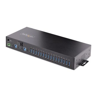 StarTech.com 16-Port Industrial USB 3.0 Hub 5Gbps, Metal, DIN/Surface/Rack Mountable, ESD Protection, Terminal Block Power, up