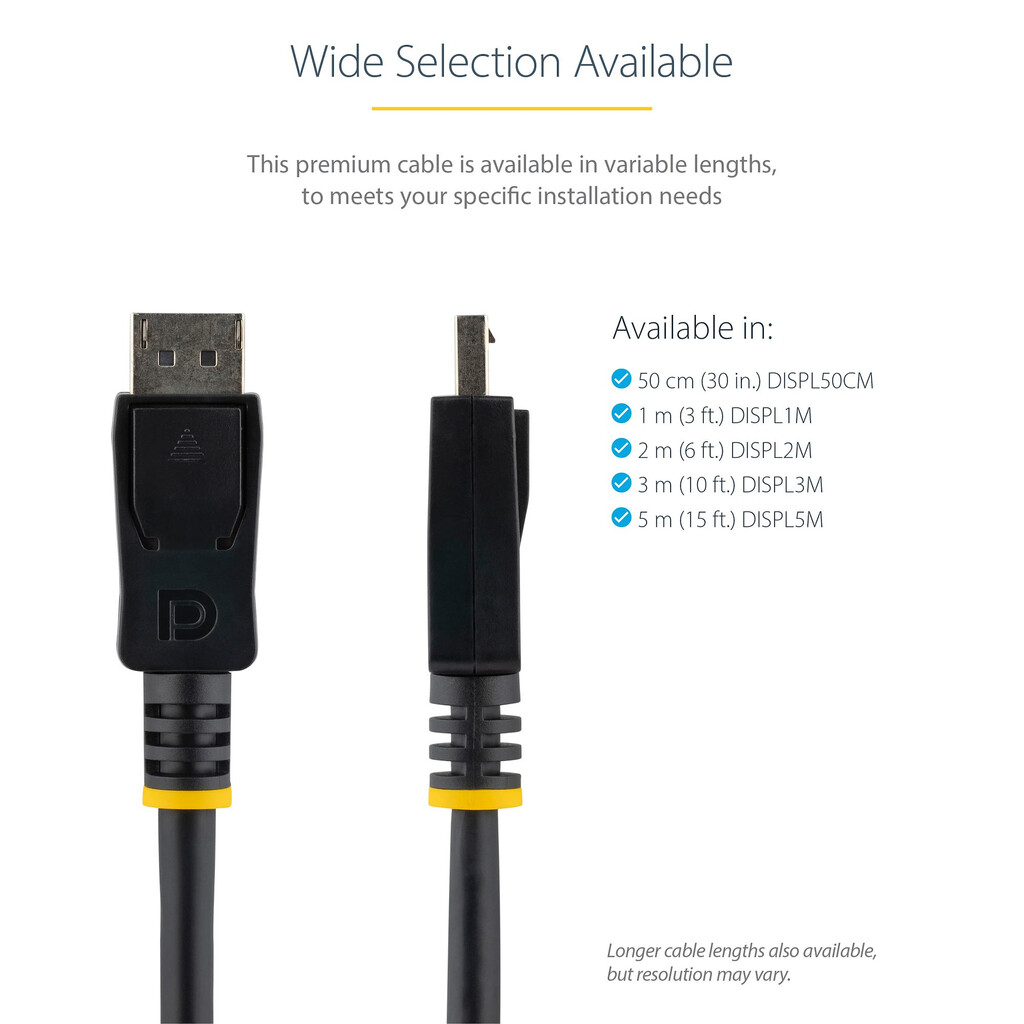 StarTech.com 1m (3.3ft) DisplayPort 1.2 Cable - 4K x 2K Ultra HD VESA Certified DisplayPort Cable - DP to DP Cable for Monitor - Image 4