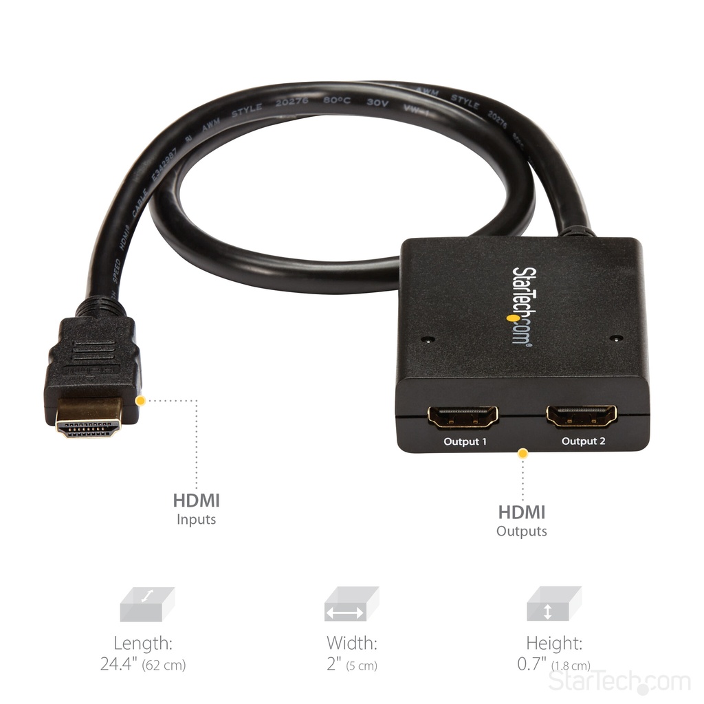 StarTech.com 4K HDMI 2-Port Video Splitter – 1x2 HDMI Splitter – Powered by USB or Power Adapter – 4K 30Hz - Image 12
