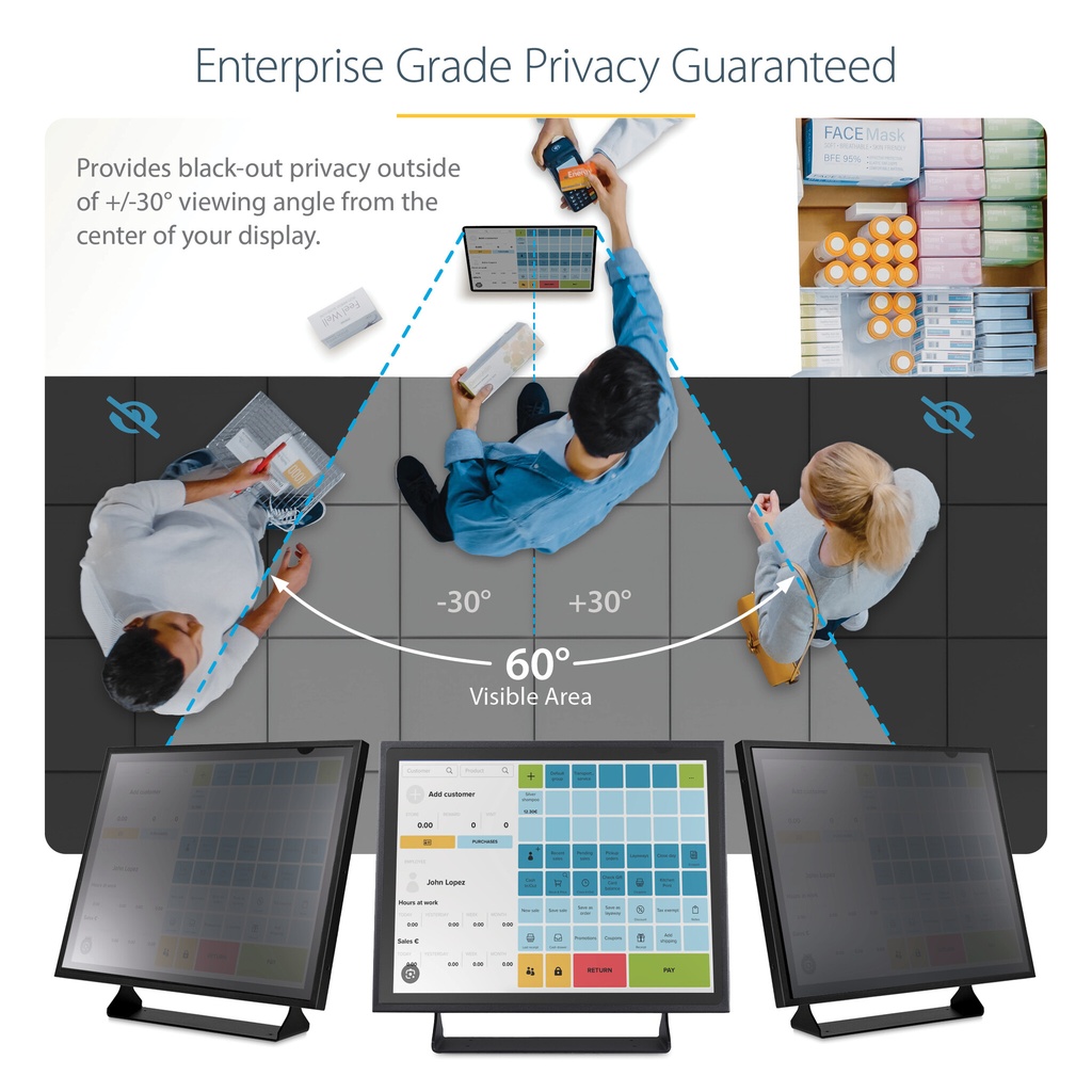 StarTech.com 17-inch 5:4 Computer Monitor Privacy Filter, Anti-Glare Privacy Screen w/51% Blue Light Reduction, Monitor Screen - Image 9