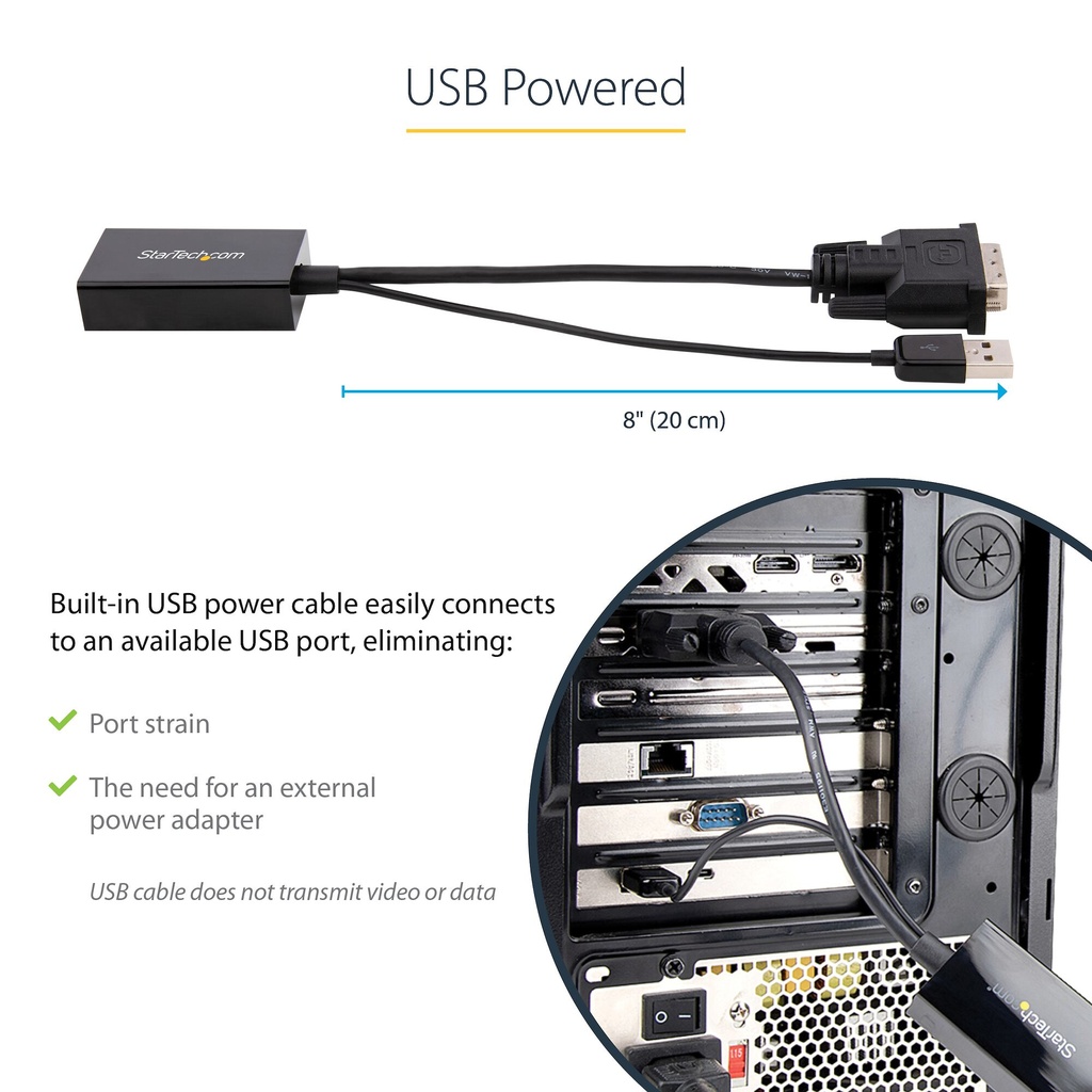 StarTech.com DVI to DisplayPort Adapter - USB Power - 1920 x 1200 - DVI to DisplayPort Converter - Video Adapter - DVI-D to DP - Image 12