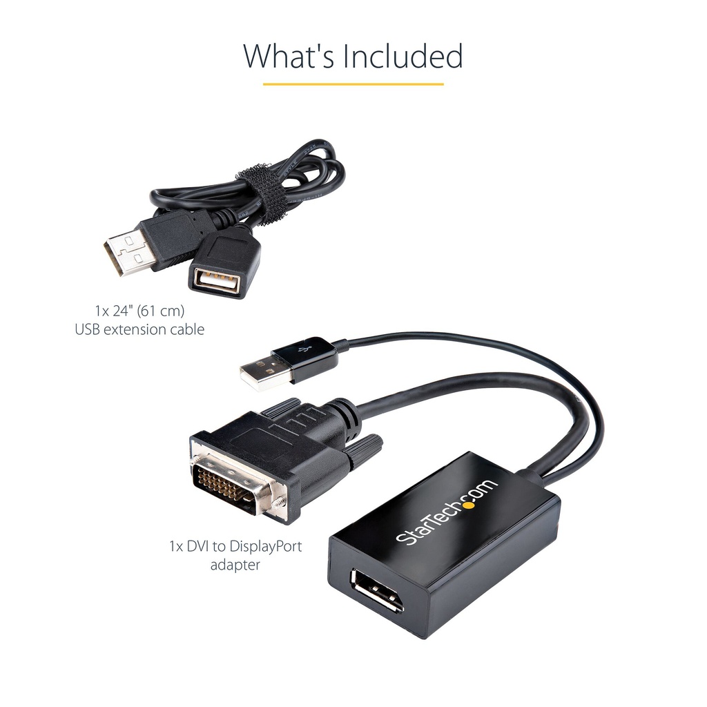 StarTech.com DVI to DisplayPort Adapter - USB Power - 1920 x 1200 - DVI to DisplayPort Converter - Video Adapter - DVI-D to DP - Image 14