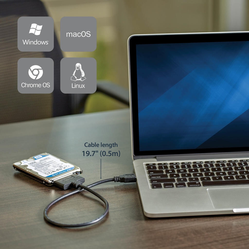 StarTech.com SATA to USB Cable, USB 10Gbps to 2.5in SATA I II III Hard Drive Adapter, External Converter for SSD or HDD Data Tr - Image 4