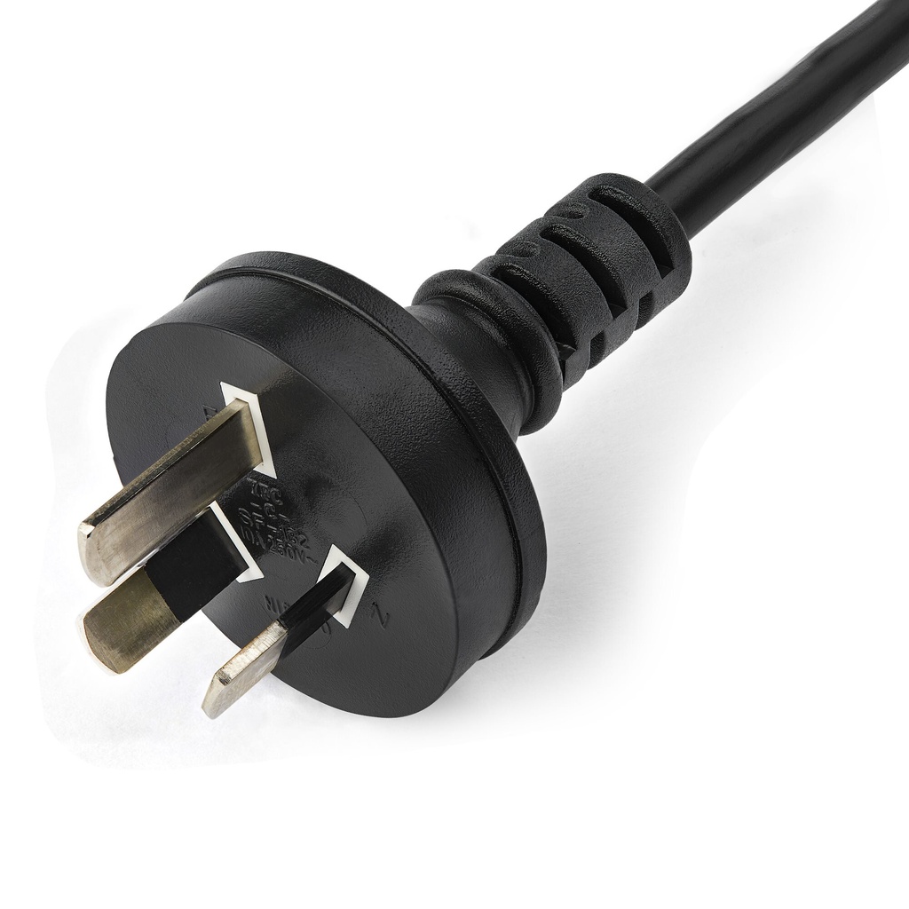 StarTech.com 2m (6ft) Computer Power Cord, AS/NZS 3112 to C13, 10A 250V, 18AWG, Black Replacement AC Power Cord, Printer Power - Image 5