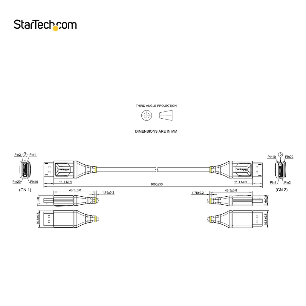 StarTech.com 3ft (1m) VESA Certified DisplayPort 1.4 Cable - 8K 60Hz HDR10 - Ultra HD 4K 120Hz Video - DP 1.4 Cable / Cord - Fo - Image 10