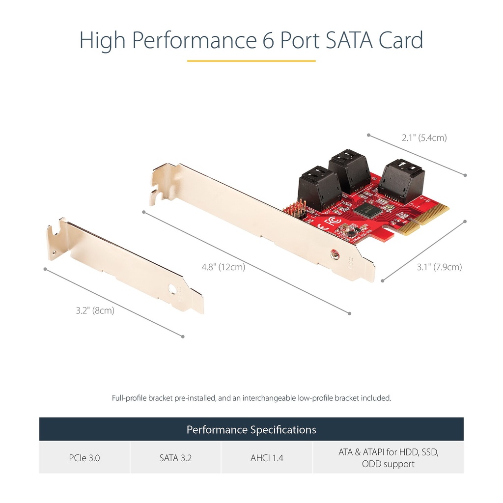 StarTech.com SATA PCIe Card - 2 Port PCIe SATA Expansion Card - 6Gbps - Full/Low Profile - PCI Express to SATA Adapter/Controll - Image 10