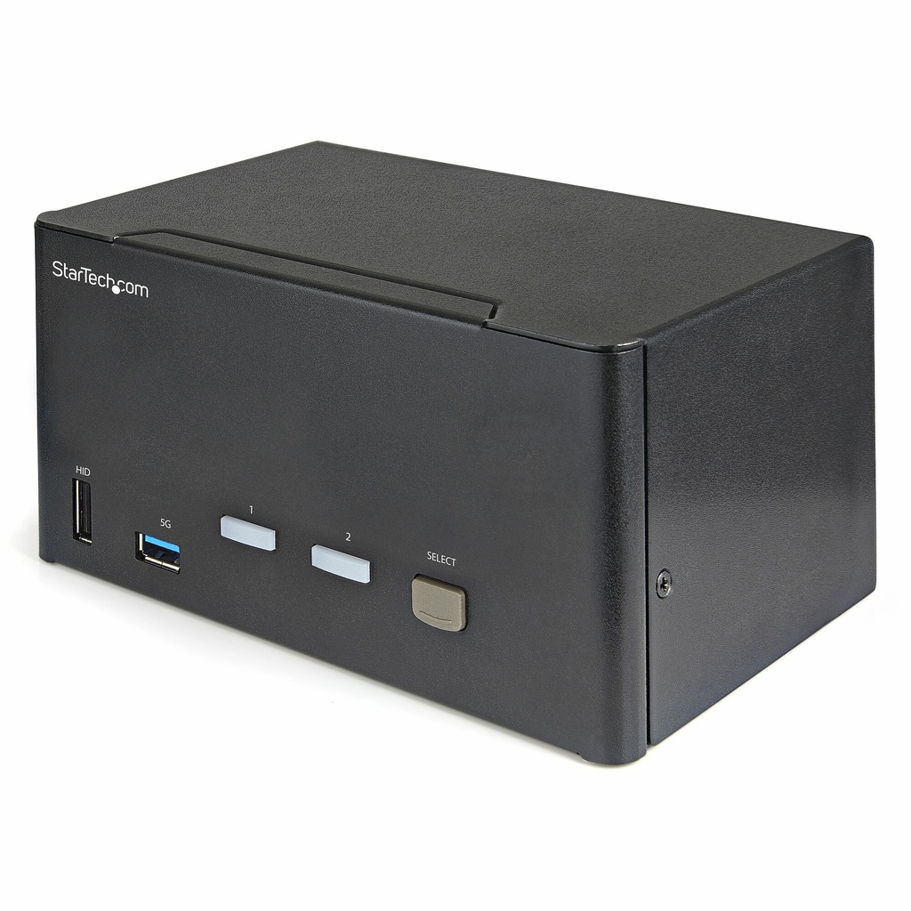 StarTech.com 2 Port Triple Monitor DisplayPort KVM Switch - 4K 60Hz UHD HDR - Desktop DP 1.2 KVM with 2 Port USB 3.0 Hub (5Gbps