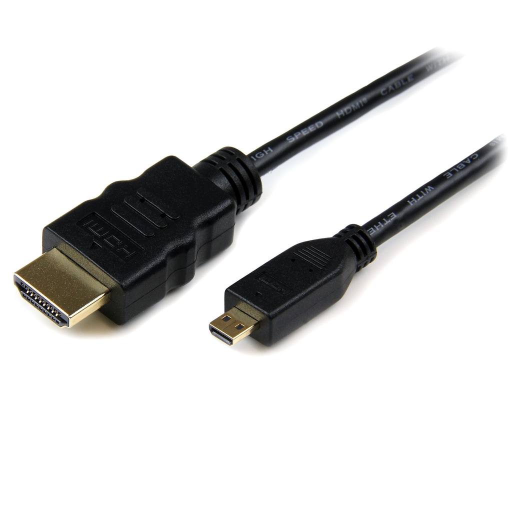 StarTech.com 2m Micro HDMI to HDMI Cable with Ethernet - 4K 30Hz Video - Durable High Speed Micro HDMI Type-D to HDMI 1.4 Adapt