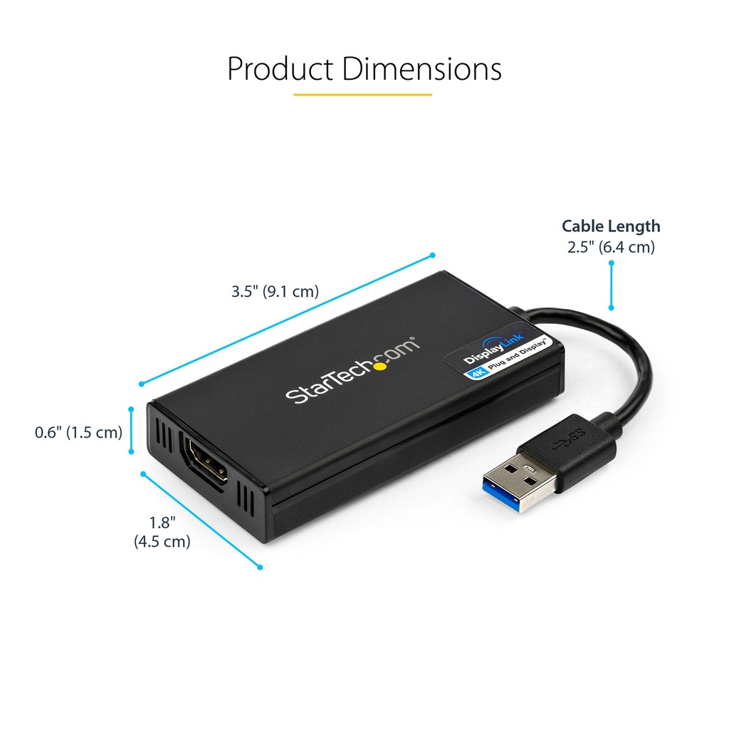 StarTech.com USB 3.0 to HDMI Adapter - 4K 30Hz Ultra HD - DisplayLink Certified - USB Type-A to HDMI Display Adapter Converter - Image 10