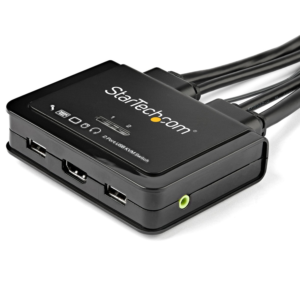 StarTech.com 2 Port HDMI KVM Switch - 4K 60Hz - Compact Dual Port UHD/Ultra HD USB Desktop KVM Switch w/Integrated 4ft Cables & - Image 2