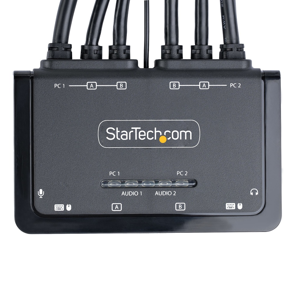 StarTech.com 2-Port Dual-Monitor HDMI Cable KVM Switch, 4K 60Hz, Compact KVM with 5ft/1.5m USB-A/HDMI/Audio Integrated Cables, - Image 7