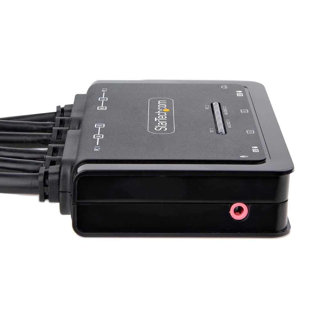StarTech.com 2-Port Dual-Monitor HDMI Cable KVM Switch, 4K 60Hz, Compact KVM with 5ft/1.5m USB-A/HDMI/Audio Integrated Cables, - Image 4