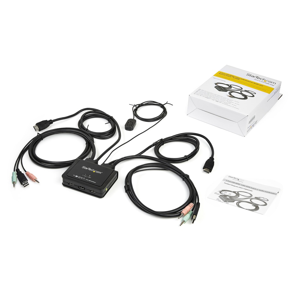 StarTech.com 2 Port HDMI KVM Switch - 4K 60Hz - Compact Dual Port UHD/Ultra HD USB Desktop KVM Switch w/Integrated 4ft Cables & - Image 6