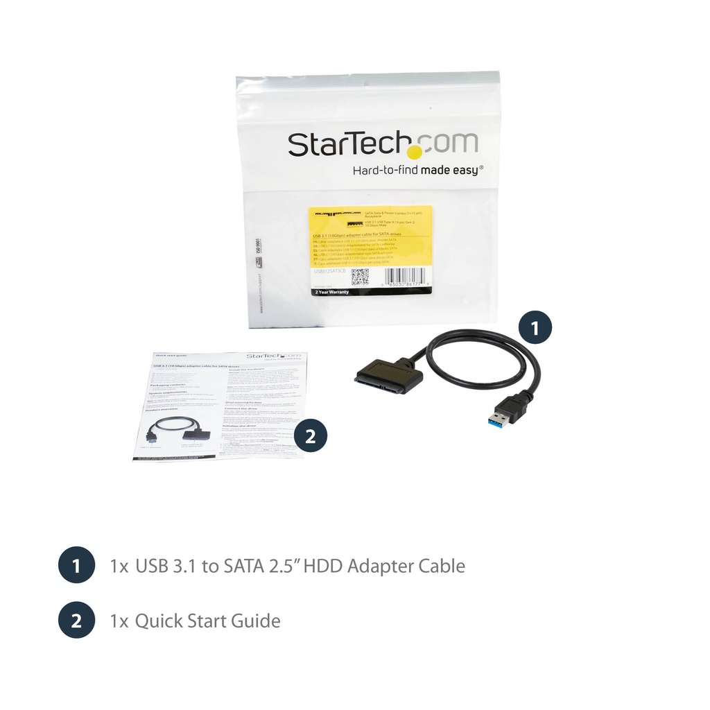 StarTech.com SATA to USB Cable, USB 10Gbps to 2.5in SATA I II III Hard Drive Adapter, External Converter for SSD or HDD Data Tr - Image 8