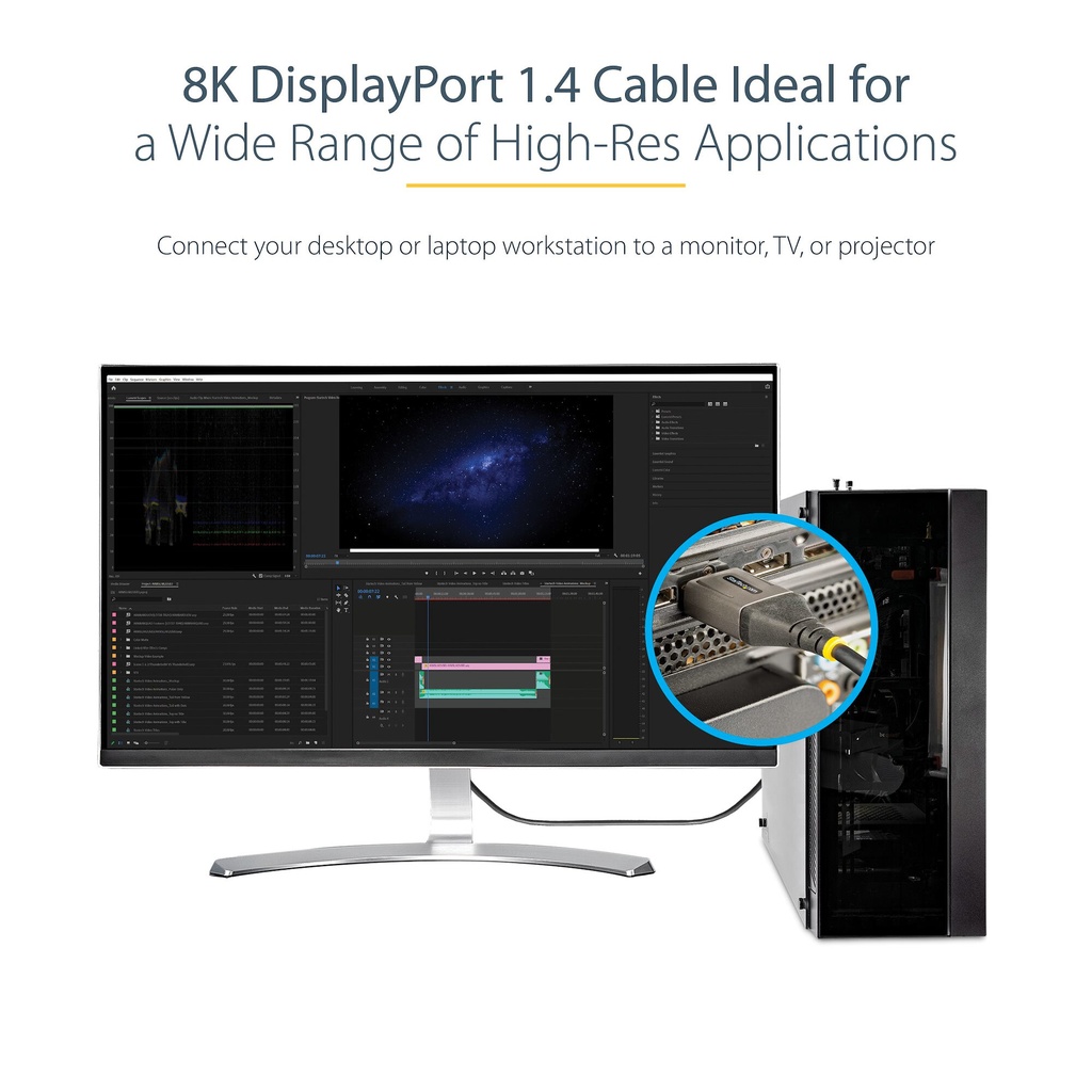 StarTech.com 6ft (2m) VESA Certified DisplayPort 1.4 Cable - 8K 60Hz HDR10 - Ultra HD 4K 120Hz Video - DP 1.4 Cable / Cord - Fo - Image 9