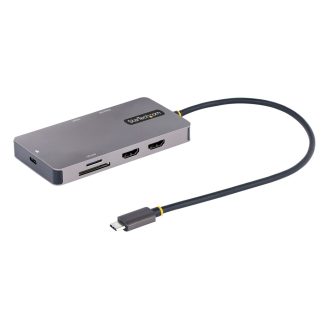 StarTech.com USB C Multiport Adapter, Dual HDMI Video, 4K 60Hz, 2Pt 5Gbps USB-A Hub, 100W Power Delivery Pass-Through/GbE/SD/Mi
