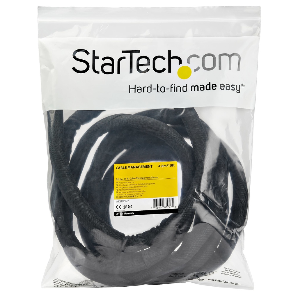 StarTech.com 15' (4.6m) Cable Management Sleeve - Flexible Coiled Cable Wrap - 1.0-1.5" dia. Expandable Sleeve - Polyester Cord - Image 4