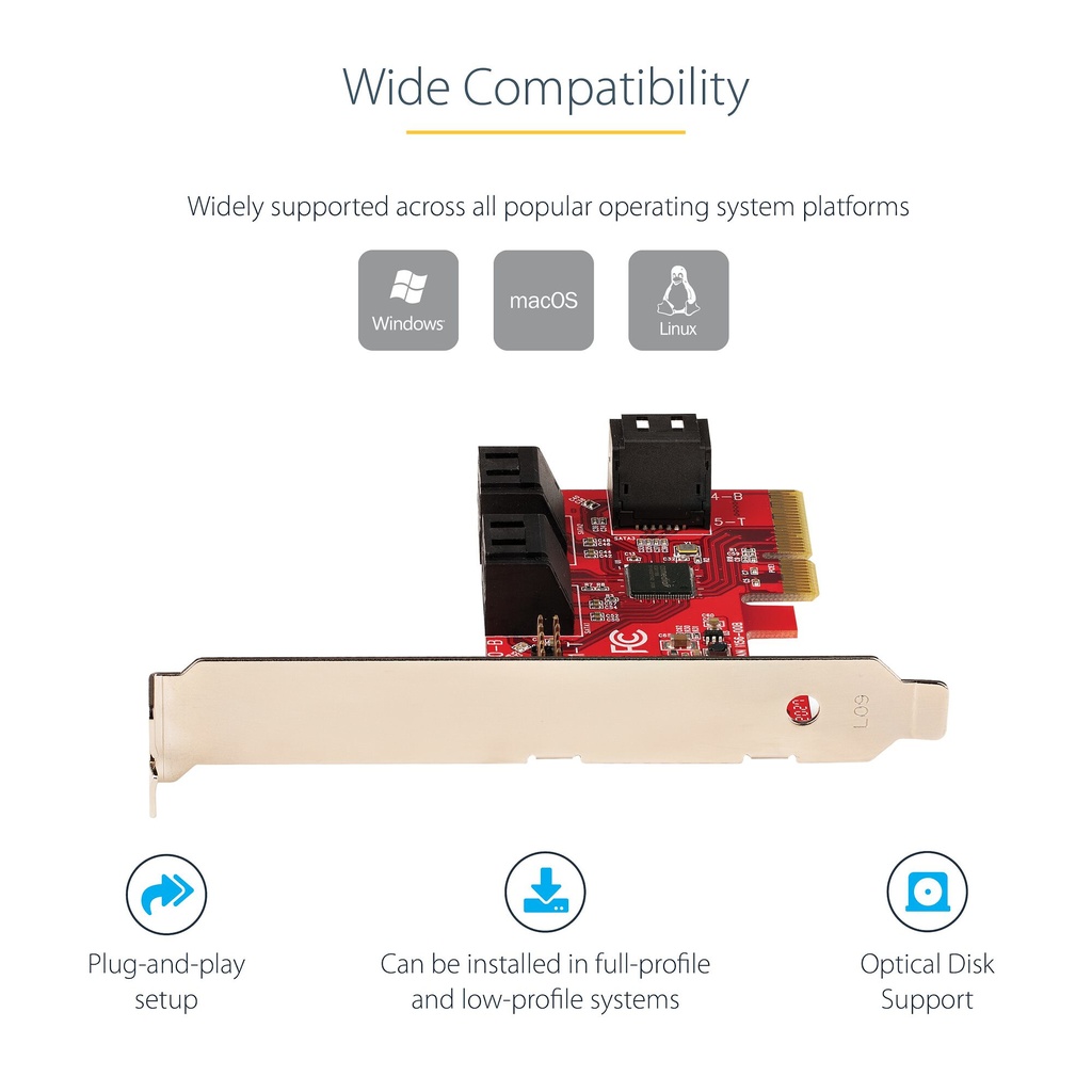 StarTech.com SATA PCIe Card - 2 Port PCIe SATA Expansion Card - 6Gbps - Full/Low Profile - PCI Express to SATA Adapter/Controll - Image 12