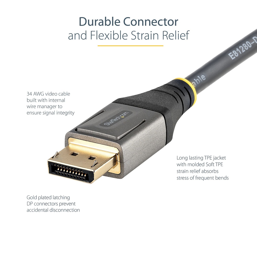 StarTech.com 6ft (2m) VESA Certified DisplayPort 1.4 Cable - 8K 60Hz HDR10 - Ultra HD 4K 120Hz Video - DP 1.4 Cable / Cord - Fo - Image 7