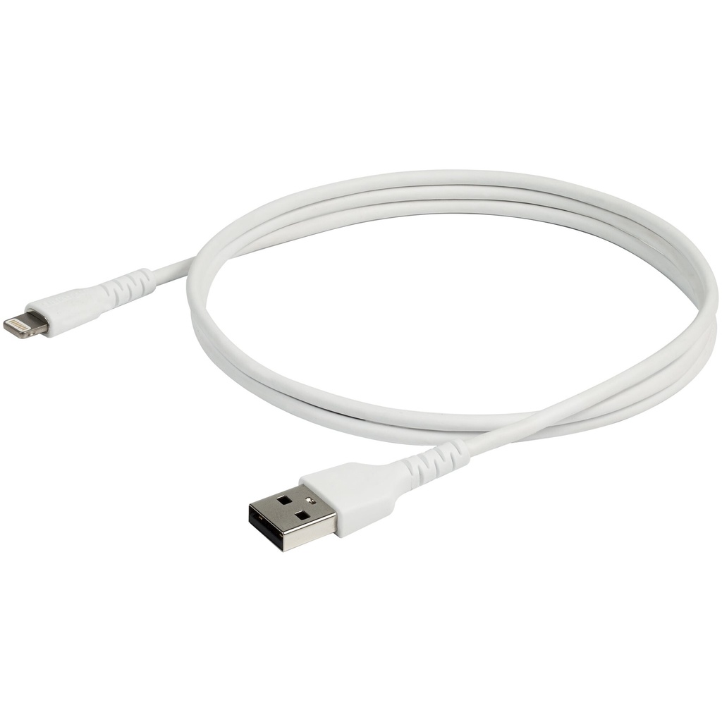 StarTech.com 3 foot (1m) Durable White USB-A to Lightning Cable - Heavy Duty Rugged Aramid Fiber USB Type A to Lightning Charge - Image 2