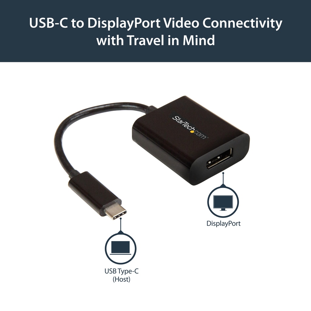 StarTech.com USB C to DisplayPort Adapter - 4K 60Hz/8K 30Hz - USB Type-C to DP 1.4 HBR2 Adapter Dongle - Compact USB-C (DP Alt - Image 3
