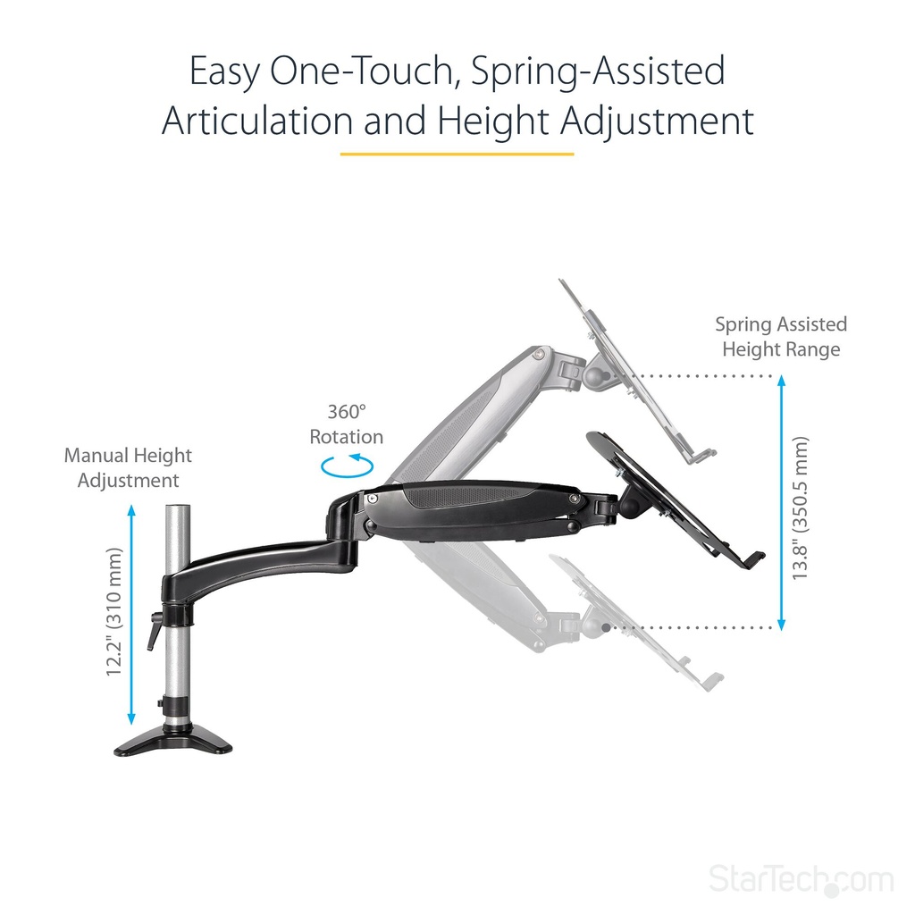 StarTech.com Desk Mount Laptop Arm - Full Motion Articulating Arm for Laptop or Single 34" (17.6lb/8kg) Monitor - VESA Mount La - Image 13