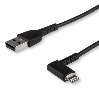 StarTech.com 6ft (2m) Durable USB A to Lightning Cable - Black 90° Right Angled Heavy Duty Rugged Aramid Fiber USB Type A to L