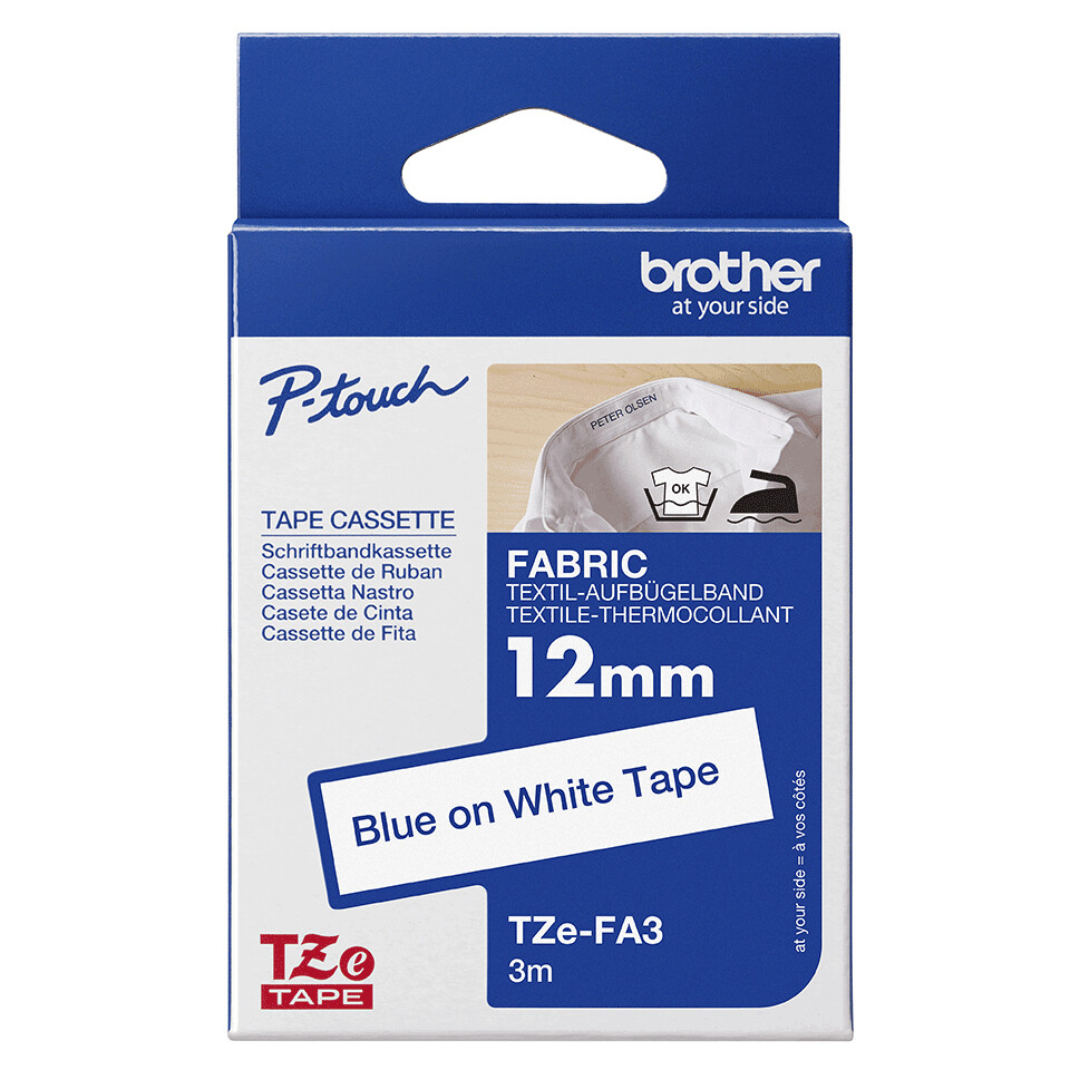Brother TZE-FA3 label-making tape Blue on white - Image 4